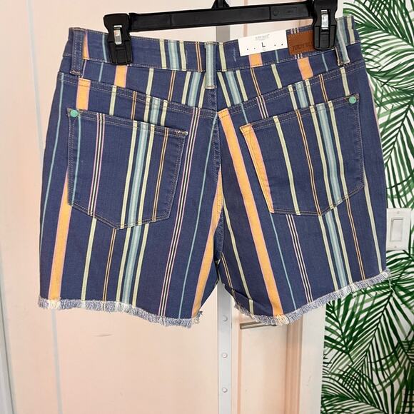 Judy Blue Striped High Waist Jean Shorts Size Large NWT - Picture 6 of 12